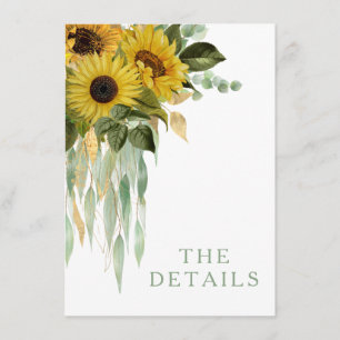 Elegant Sage Green Floral Sunflower Wedding Enclosure Card