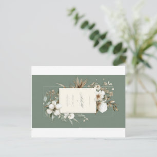 Elegant Sage Green Floral Thank You Postcard   Bla