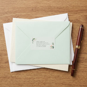 Elegant sage green floral wedding address label