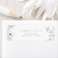 Elegant Sage Green Floral Wedding Return Address