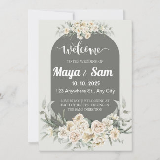 Elegant Sage Green Floral Wedding Sign Invitation