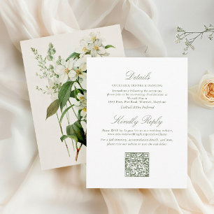 Elegant Sage Green Foral Wedding Enclosure Card