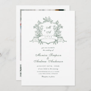 Elegant Sage Green French Garden Wedding QR code Invitation