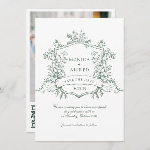 Elegant Sage Green French Garden Wedding QR code Save The Date