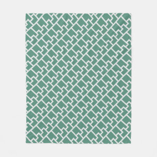 Elegant Sage Green Geometric Pattern Fleece Blanket