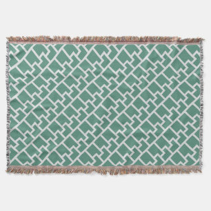 Elegant Sage Green Geometric Pattern Throw Blanket