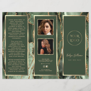 Elegant Sage Green Gold Agate Brochure