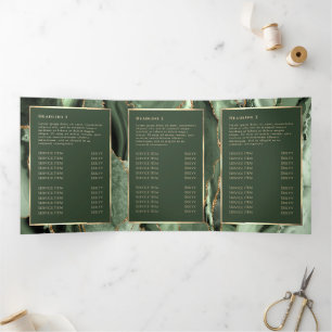 Elegant Sage Green Gold Agate Trifold Brochure