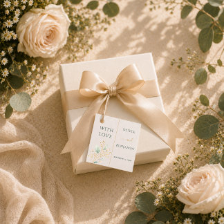 Elegant Sage Green Gold Botanical With Love Favour Tags