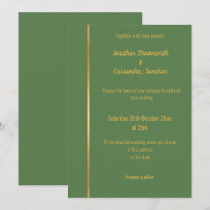 ELEGANT SAGE GREEN GOLD CLASSIC WEDDING  INVITATIO INVITATION