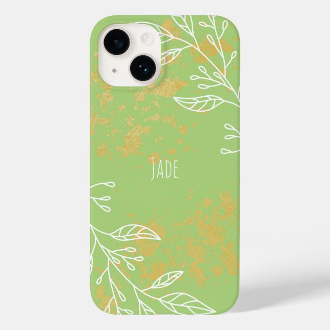 Elegant Sage Green Gold Floral Case-Mate iPhone Case (Back)