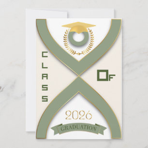 Elegant Sage Green & Gold Graduation Invitation