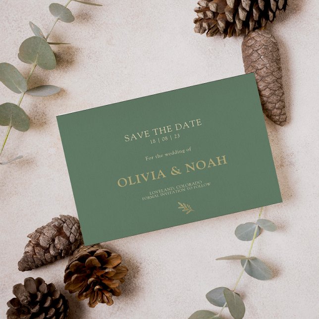 Elegant Sage Green & Gold Typography Wedding       Save The Date (Creator Uploaded)