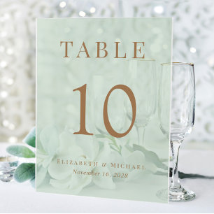 Elegant Sage Green Gold Wedding Table Number Acrylic Sign