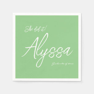 Elegant Sage Green Graduation Party She did it Napkin