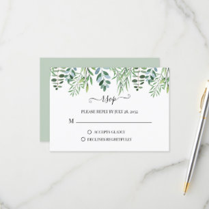 Elegant Sage Green Greenery Eucalyptus Wedding RSV RSVP Card