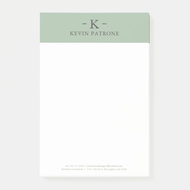 Elegant Sage Green | Grey Text Minimalistic Post-it Notes (Front)