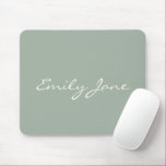 Elegant Sage Green Handwritten Script Name Custom  Mouse Mat<br><div class="desc">This custom mouse pad features your name in beautiful handwritten script lettering on a stylish sage green background. Great gift idea.</div>