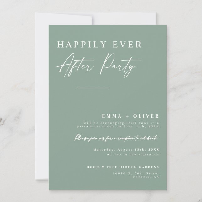 Elegant Sage Green Happily Ever After QR Code Invitation (Front)