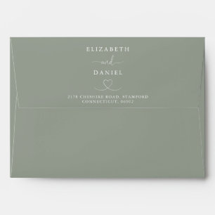 Elegant Sage Green Heart Wedding Envelope