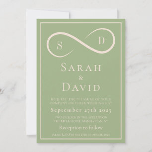 Elegant Sage Green Infinity Minimalist Modern Invitation