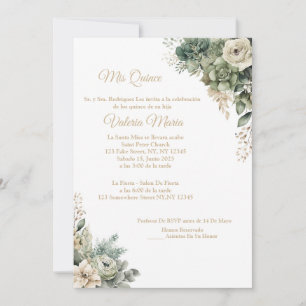 Elegant Sage Green Invitation with Enchanting Rose