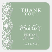 Elegant Sage Green Lace Bridal Shower Favour Tags