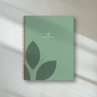 Elegant Sage Green Leaf Counselor Health Logo Notebook