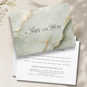 Elegant Sage Green Marble Gift Certificate