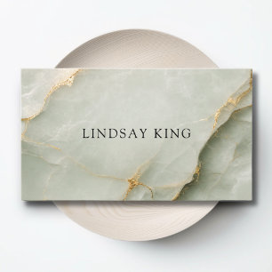 Elegant Sage Green Marble QR Code Business Card