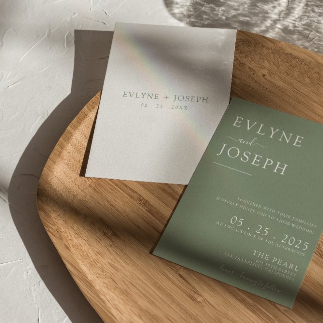 Elegant Sage Green Minimalist Boho Modern Wedding  Invitation (Creator Uploaded)