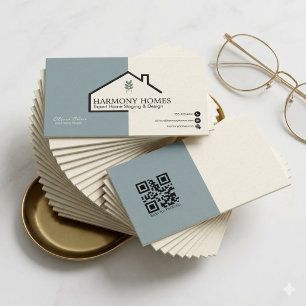 Elegant Sage Green Minimalist Home Staging Realtor Business Card