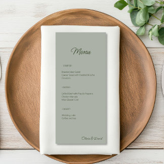 Elegant Sage Green Minimalist  Menu