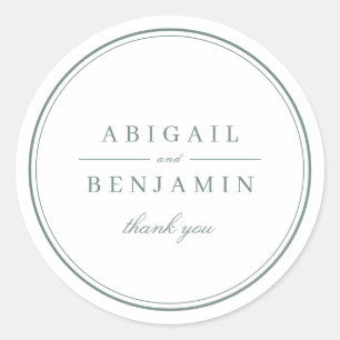 Elegant sage green minimalist wedding favour classic round sticker