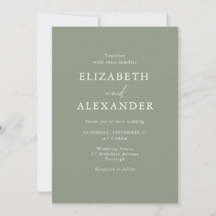 Elegant Sage Green Minimalist Wedding Invitation
