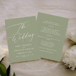 Elegant Sage Green Modern Calligraphy Wedding Programme<br><div class="desc">Elegant White Sage Green Modern Calligraphy Wedding Program</div>