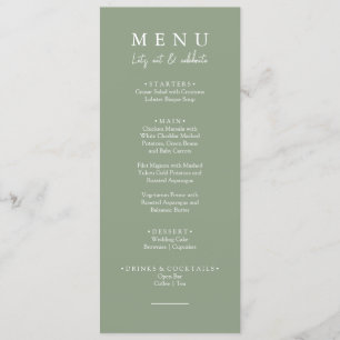 Elegant Sage Green Modern Let's Eat Wedding Dinner Menu