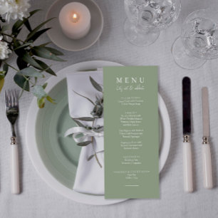 Elegant Sage Green Modern Let's Eat Wedding Dinner Menu
