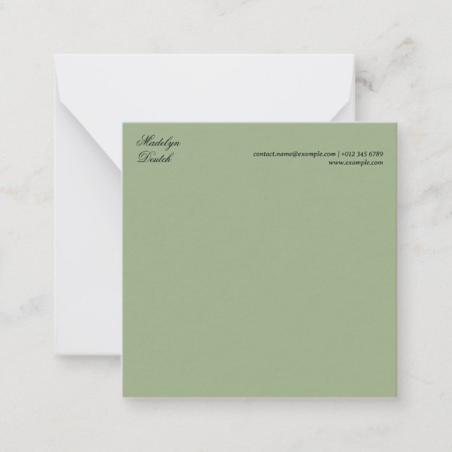 Elegant Sage Green Modern Note Card Design Style (Front)
