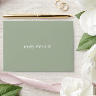 Elegant Sage Green Modern Wedding Envelope