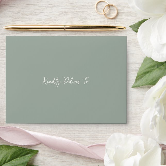 Elegant Sage Green Modern Wedding Envelope (Wedding)