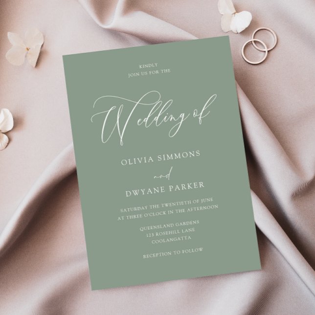 Elegant Sage Green Modern Wedding Invitation (Creator Uploaded)