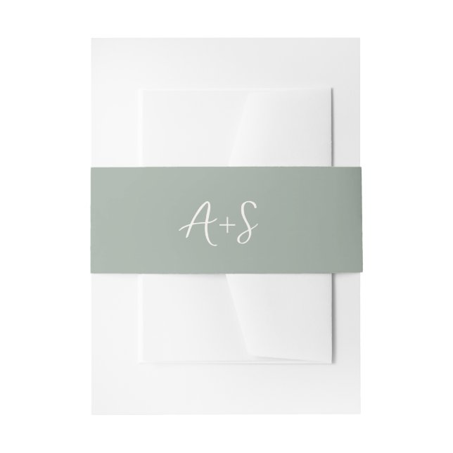 Elegant Sage Green Modern Wedding Invitation Belly Band (Front Example)