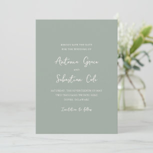 Elegant Sage Green Modern Wedding Save The Date