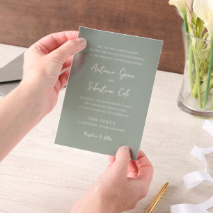 Elegant Sage Green Modern Wedding Vellum Invitations