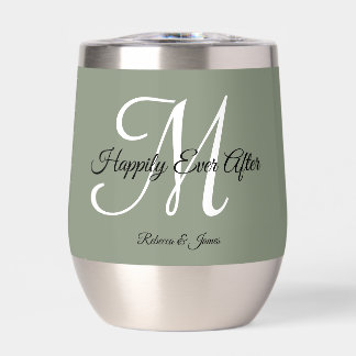 Elegant Sage Green Monogram Happily Ever After