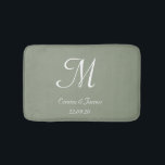 Elegant Sage Green Monogram Name Newlyweds Bath Mat<br><div class="desc">Elegant Sage Green and White Monogram Name Newlyweds Bath mat</div>