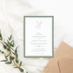 Elegant Sage Green Monogram Wedding Frame  Invitation<br><div class="desc">Classic & elegant sage green monogram leaf wedding invitation.</div>