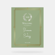 Elegant Sage Green Monogram Wedding Welcome