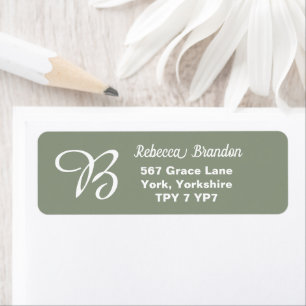 Elegant Sage Green Name Monogram Return Address